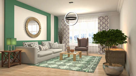 Interior of the living room. 3D illustration.