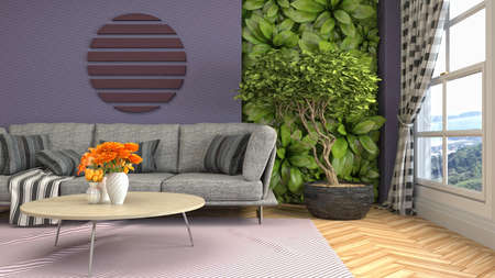 Interior of the living room. 3D illustration.