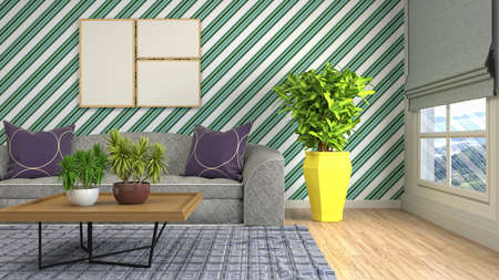 Interior of the living room. 3D illustration.