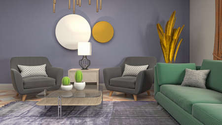 Interior of the living room. 3D illustration.