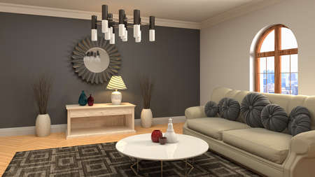 Interior of the living room. 3D illustration.