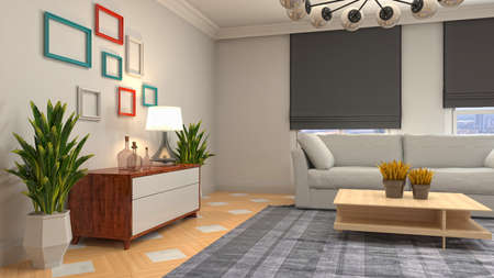 Interior of the living room. 3D illustration.