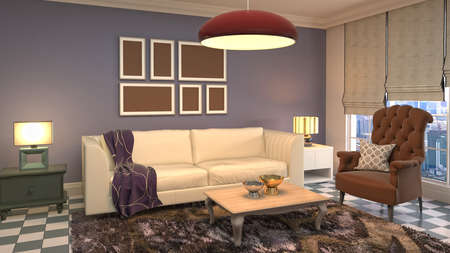 Interior of the living room. 3D illustration.