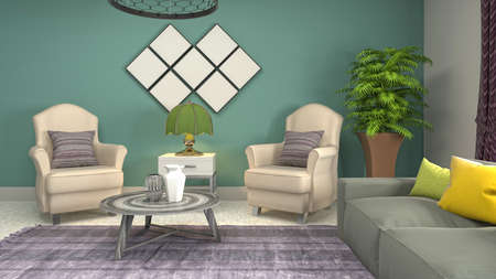 Interior of the living room. 3D illustration.