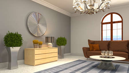 Interior of the living room. 3D illustration.