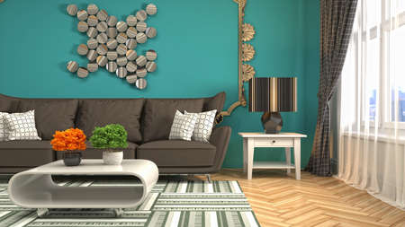 Interior of the living room. 3D illustration.