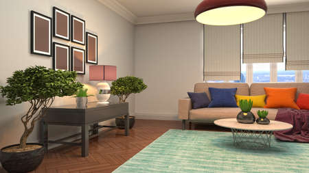 Interior of the living room. 3D illustration.の写真素材