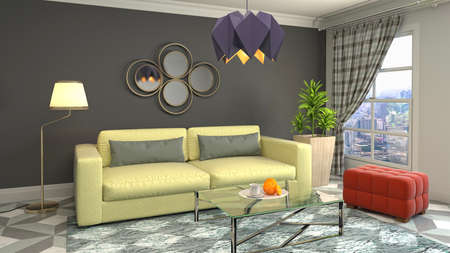 Interior of the living room. 3D illustration.