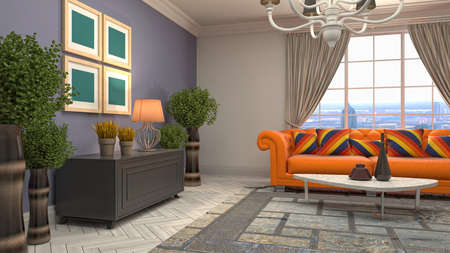 Interior of the living room. 3D illustration.