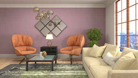 Interior of the living room. 3D illustration.