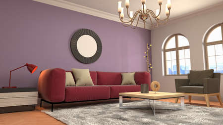 Interior of the living room. 3D illustration.