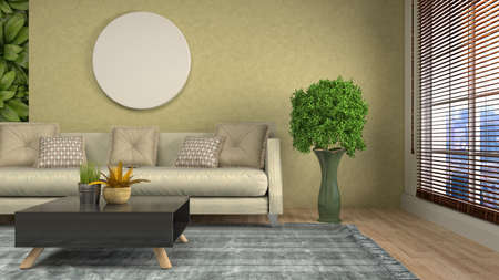 Interior of the living room. 3D illustration.