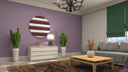 Interior of the living room. 3D illustration.