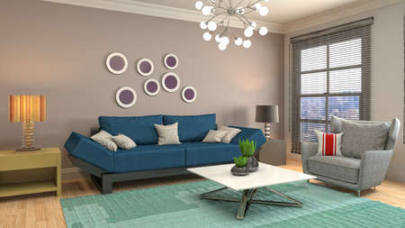 Interior of the living room. 3D illustration.