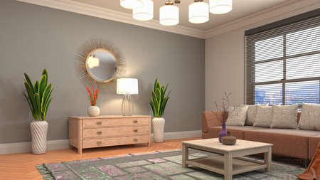 Interior of the living room. 3D illustration.