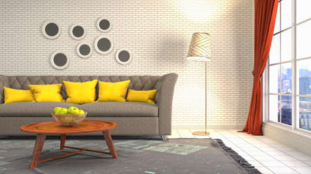 Interior of the living room. 3D illustration.