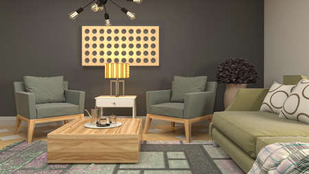 Interior of the living room. 3D illustration.