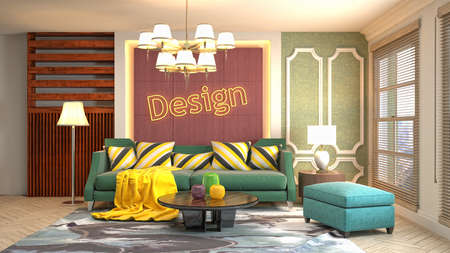 Interior of the living room. 3D illustration.