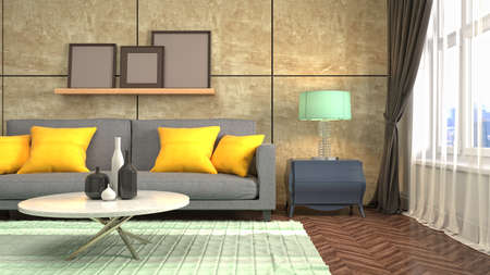 Interior of the living room. 3D illustration.