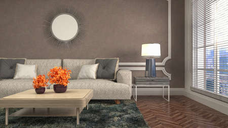 Interior of the living room. 3D illustration.