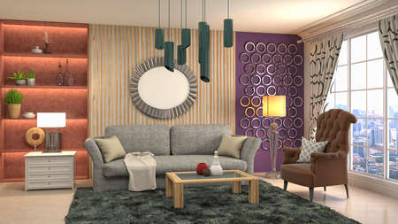 Interior of the living room. 3D illustration.