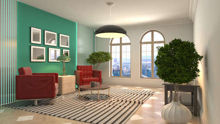 Interior of the living room. 3D illustration.の写真素材