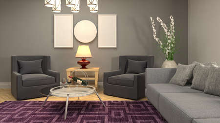Interior of the living room. 3D illustration.の写真素材