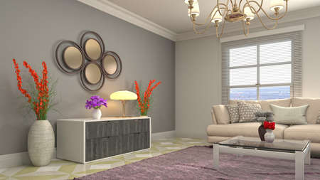 Interior of the living room. 3D illustration.
