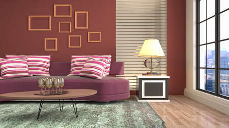 Interior of the living room. 3D illustration.