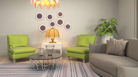 Interior of the living room. 3D illustration.