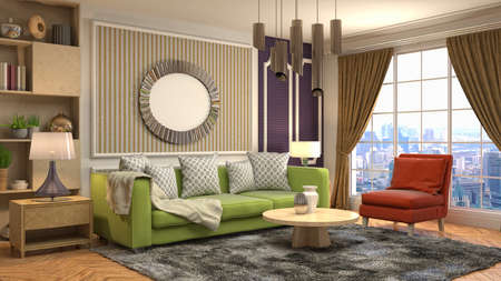 Interior of the living room. 3D illustration.