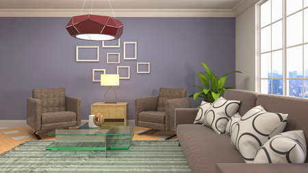 Interior of the living room. 3D illustration.