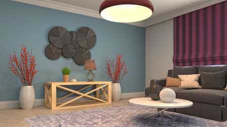 Interior of the living room. 3D illustration.