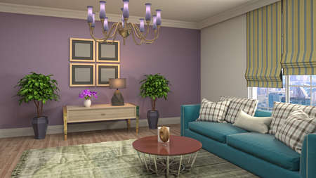 Interior of the living room. 3D illustration.