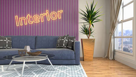 Interior of the living room. 3D illustration.