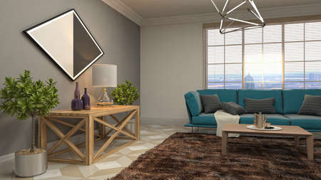 Interior of the living room. 3D illustration.