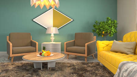 Interior of the living room. 3D illustration.