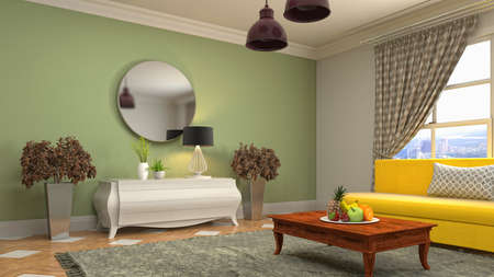 Interior of the living room. 3D illustration.