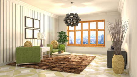 Interior of the living room. 3D illustration.