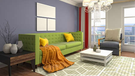 Interior of the living room. 3D illustration.の写真素材