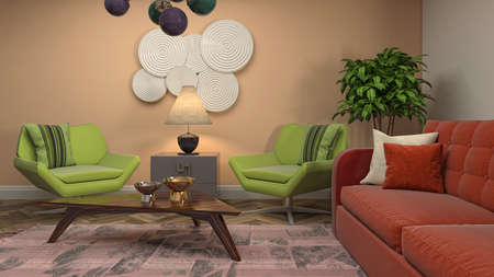 Interior of the living room. 3D illustration.