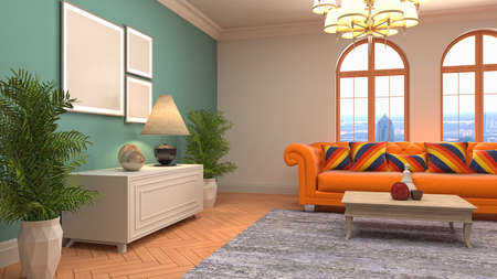 Interior of the living room. 3D illustration.の写真素材