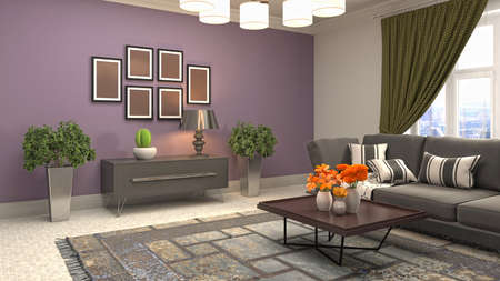 Interior of the living room. 3D illustration.