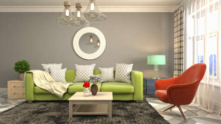 Interior of the living room. 3D illustration.