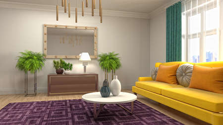 Interior of the living room. 3D illustration.