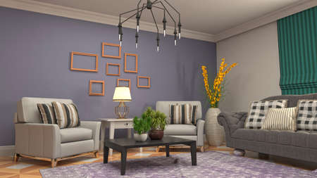 Interior of the living room. 3D illustration.