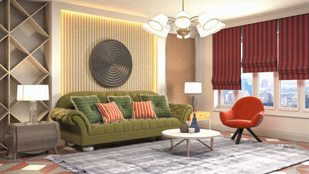 Interior of the living room. 3D illustration.