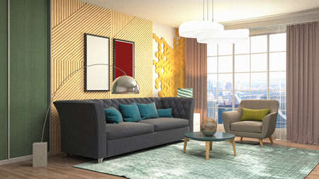 Interior of the living room. 3D illustration.