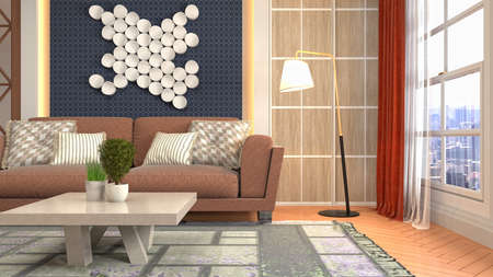 Interior of the living room. 3D illustration.