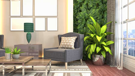 Interior of the living room. 3D illustration.の写真素材